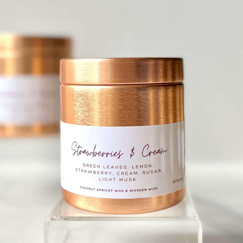 Strawberries and Cream Candle by The Last Course Candles – Fruity and creamy strawberry-scented coconut wax candle