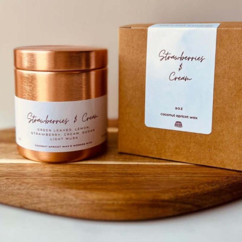 Strawberries and Cream Candle by The Last Course Candles – Fruity and creamy strawberry-scented coconut wax candle