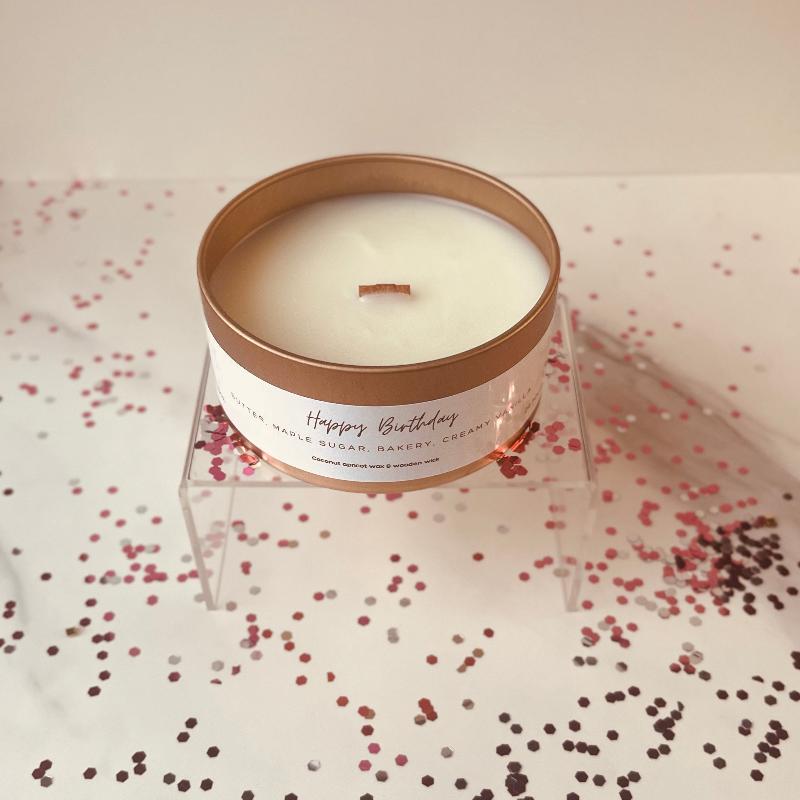 Birthday Cake Candle from The Last Course Candles - Handcrafted Coconut Wax Candle with Sweet, Festive Scent and Wood Wick