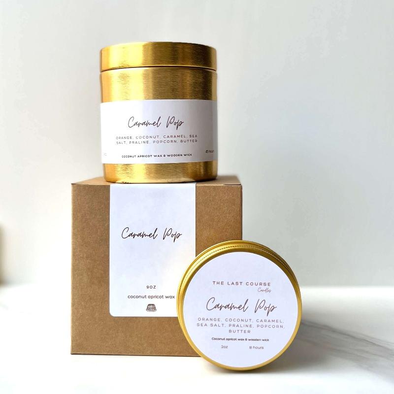 Caramel Pop Coconut Wax Candle by The Last Course Candles – Sweet Caramel Aroma
